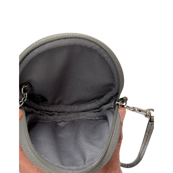 Coach Round Leather Coin Purse Wristlet Silver Metallic Designer - Picture 9 of 9